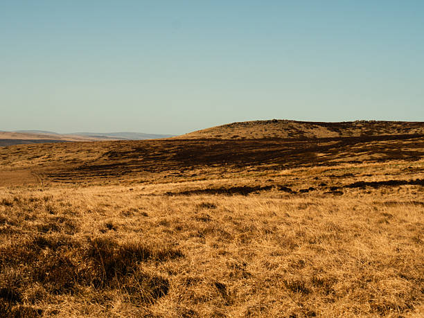 Wide open space in Peak District farmland Holmfirth countryside landscape wide shot selective focus