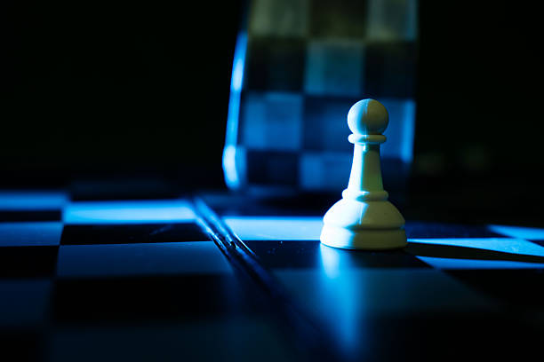 Chess pawns standing in a row