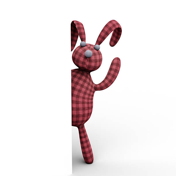 Plush Bunny Rabbit Cute, Charming and Funny Toy. 3D Illustration. File with Clipping Path.