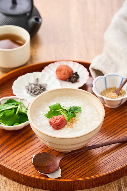 Japanese Rice Porridge with Umeboshi Toppings
