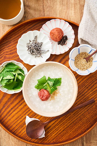 Japanese Rice Porridge with Umeboshi Toppings