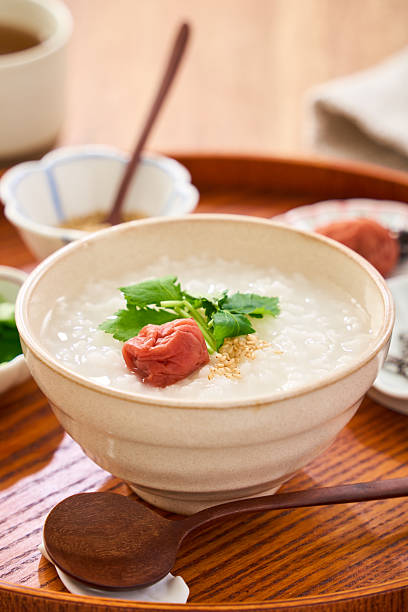 Japanese Rice Porridge with Umeboshi Toppings