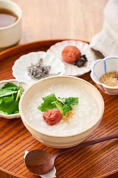 Japanese Rice Porridge with Umeboshi Toppings