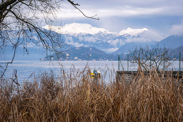 Lake Como and the beautiful bay of Piona is surrounded by the beautiful  nature of the mountains.