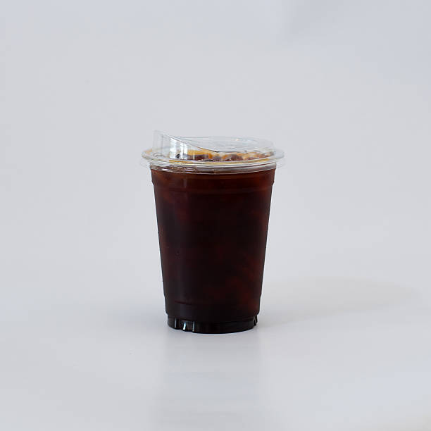 Iced black coffee Americano in plastic cup