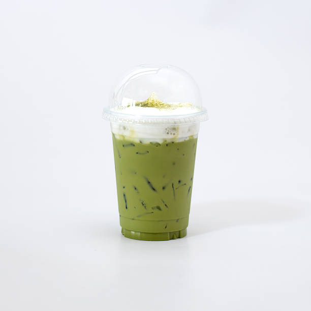 Iced Matcha Green Tea Latte with Creamy Milk Foam