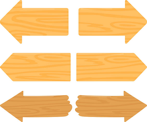 Deformed illustration of an arrow-shaped wooden sign