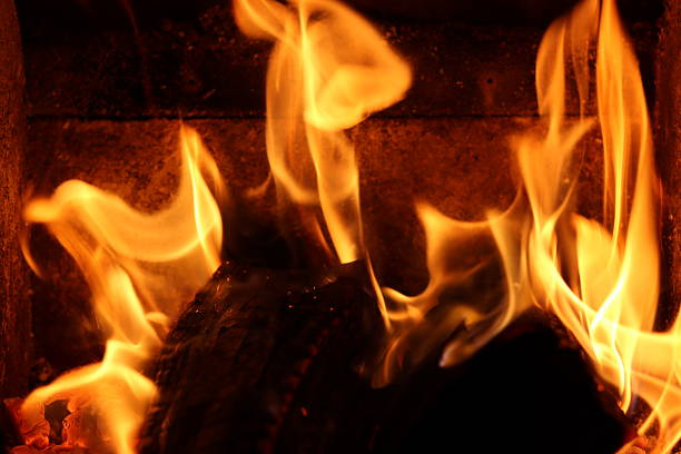 Logs in a wood burning stove