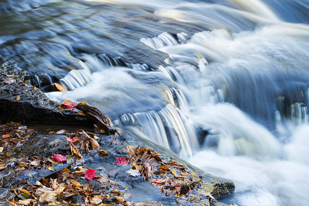 Waterfalls in Autumn at Presque Isle River Falls Loop Trail in Porcupine Mountains, Michigan, USA