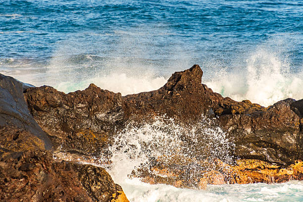 Coast with waves in San Juan de la Rambla, Tenerife Island.
