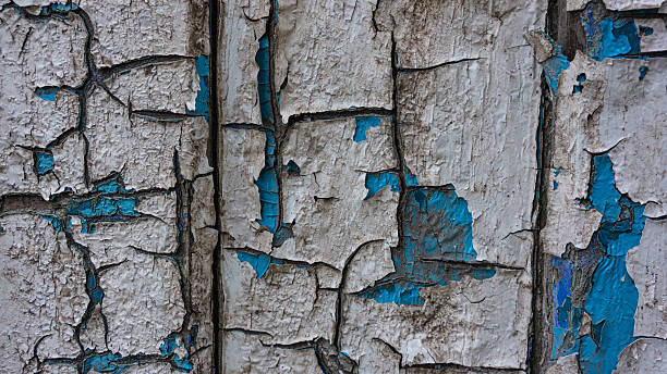Cracked old paint on a wooden surface. Web banner. For design.