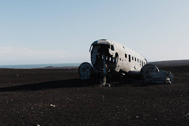 The remains of the plane during a plane crashed on the hill
