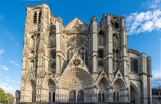 Bourges, France - 10 25 2025: Saint Stephen's Cathedral. Detail view of the main facade