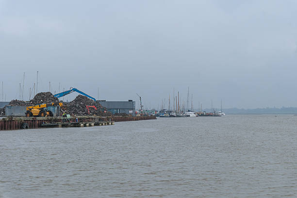 Brightlingsea, Essex, UK - 02 FEB 2025 - The Colne River estuary at Brightlingsea at high tide