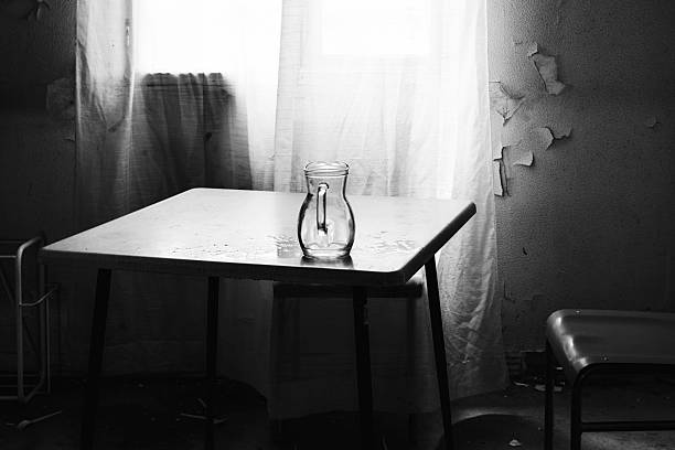 empty water glass in sunlight