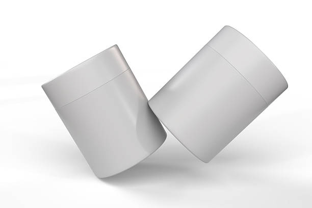 3D cylindrical tube box mockup isolated on background, minimal round packaging container for cosmetic, food, gift, tea, coffee, luxury cosmetic or product branding, ideal for label design, packaging