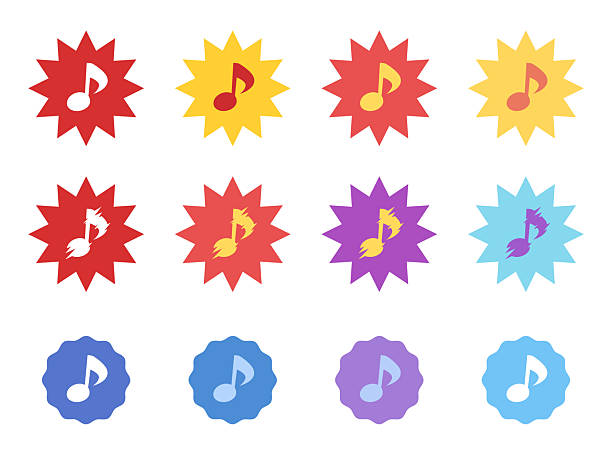 Illustration material set of musical note icons that evoke noise