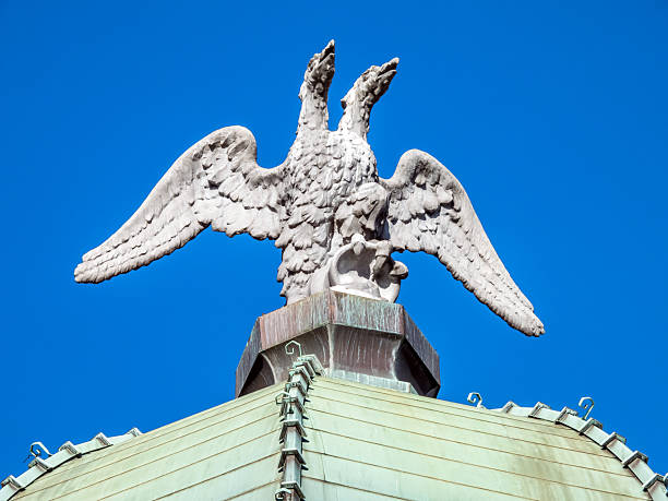 Front porch decoration of American bald eagle close up