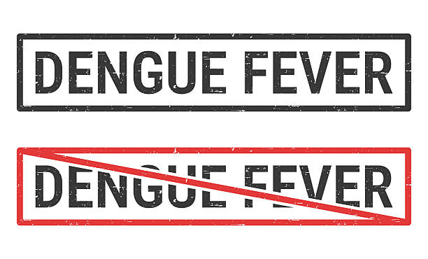 Dengue Fever. Rubber stamps for your own design, isolated on a blank background. The first stamp is in black ink. The second stamp is in red ink with the text in black. The text is crossed out with a red line, it is an exclusion or prohibition stamp. The rubber stamps have a slight grunge texture. Vector Illustration (EPS file, well layered and grouped). Easy to edit, manipulate, resize or colorize. Vector and Jpeg file of different sizes.