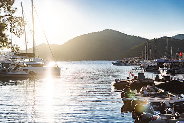 Yachts standing at Gocek marine