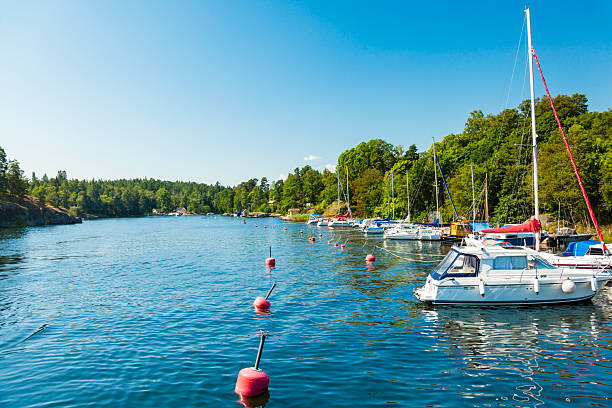 Swedish landscape along the popular boat route from Stockholm city to Sandhamn island. Sailing is a very popular hobby in Sweden.
