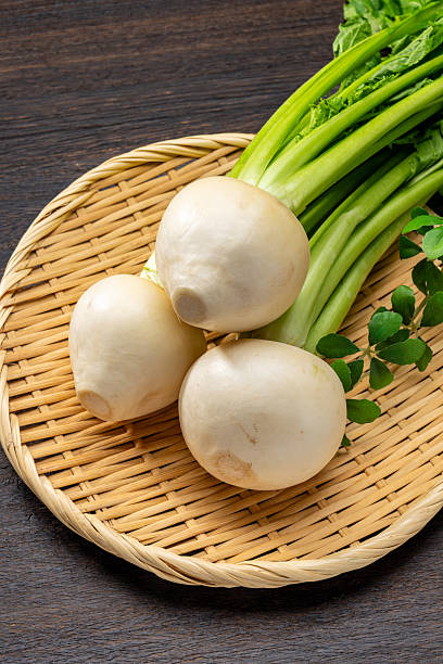 White Turnips with Green Tops Isolated