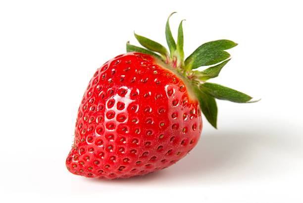 Fresh Strawberry on White Background. Close-up front view.