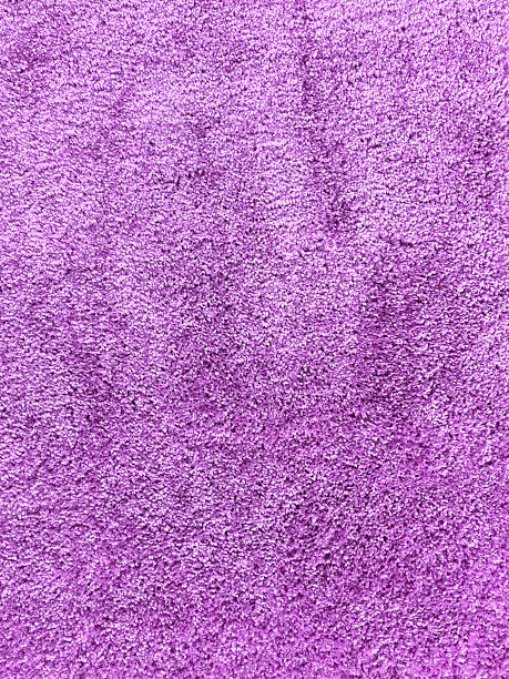 Close-up of a pink shag rug.