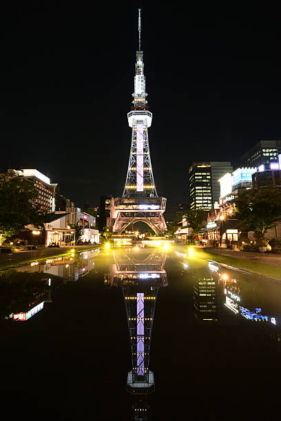 Chubu Electric Power MIRAI TOWER (Nagoya TV Tower) night view and reflection