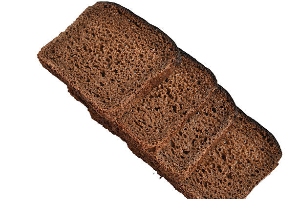 Several slices of rye bread isolated on white background.