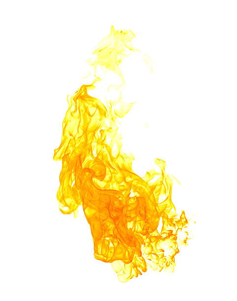 istock Soft yellow fire flame isolated on white background, flowing transparent flame with smoke ink texture for design elements, fire effects, energy concept, heat, motion and abstract visual style 2260073321
