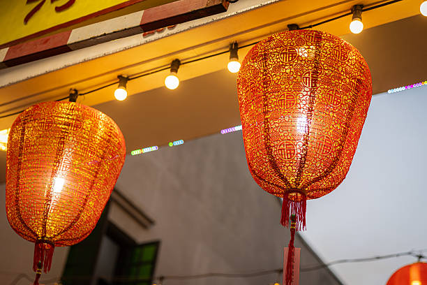 Chinese lanterns, Chinese new year preparing on the street, George Town - Penang Island.