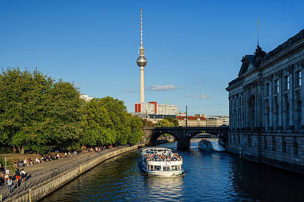 Europe, Germany, Berlin. 05/09/2022. Buildings on the river Spree. View of the Berlin Cathedral.