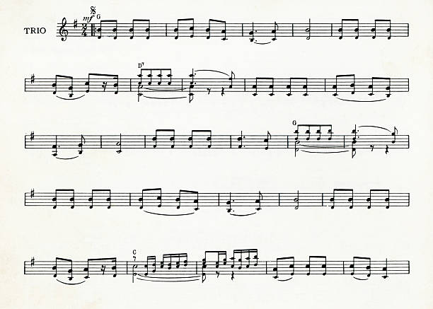 Old musical notes, classic music printed on paper background