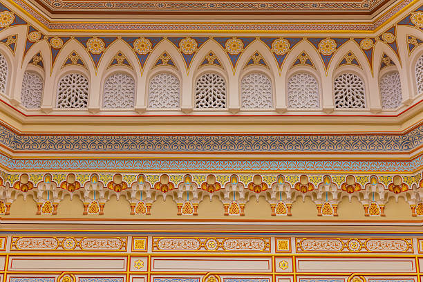 Sarajevo, Bosnia and Herzegovina. May 7, 2025. Decorative elements and arches in the Sarajevo City Hall.