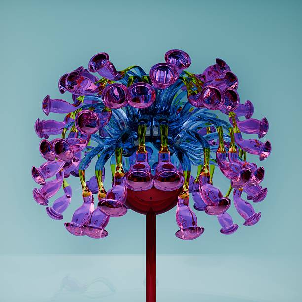 3d abstract glass flower bloom sculpture