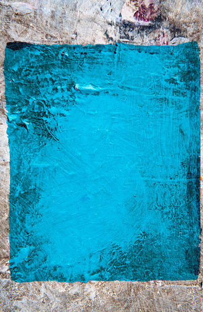 Minimal abstract background featuring turquoise painted wall with rough texture, modern design surface with copy space.