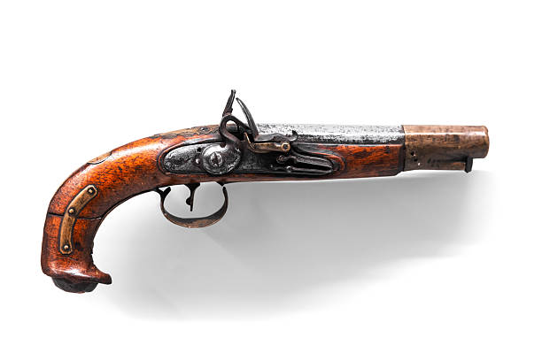 Digitally generated two flintlock pistols isolated on white background.