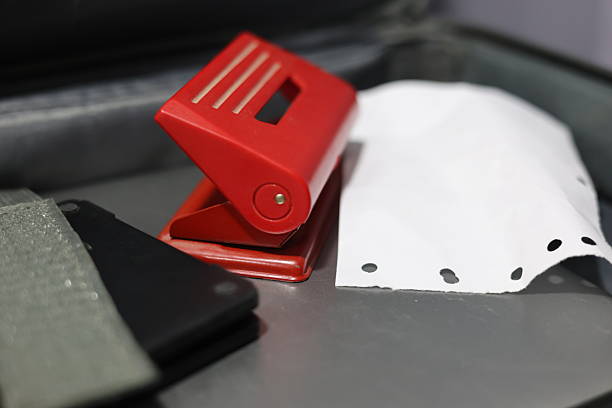 Paper punching handle machine, red color