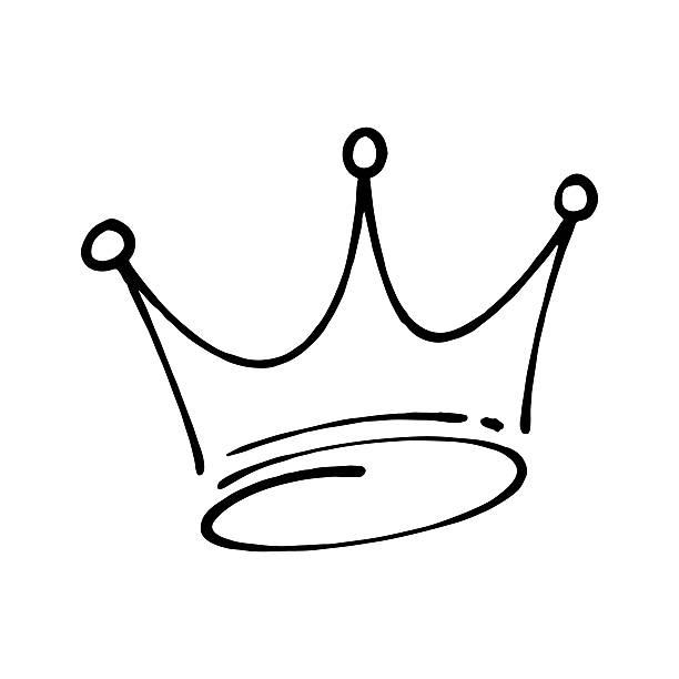 Minimalist hand drawn crown icon isolated on white background. ​Vector sketch of king or queen crown in doodle style. ​Royal symbol outline illustration for logo and branding