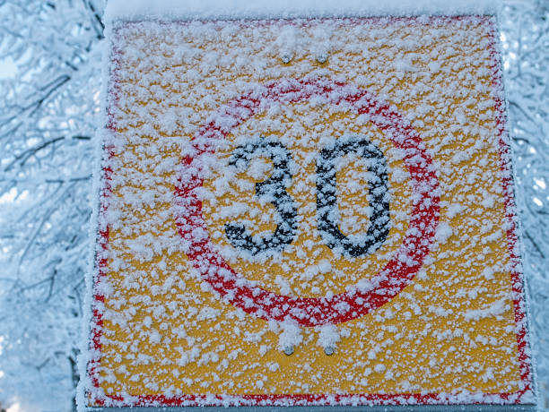 frosty speed limit zone of 30 in wintertime