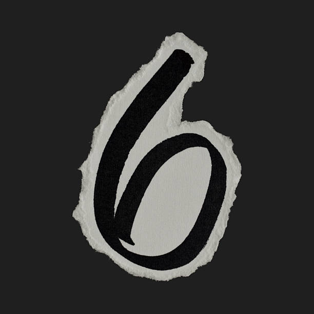 Black And White Grunge Ripped Alphabet Number 6