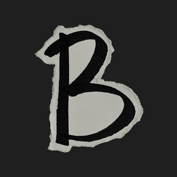 Black And White Grunge Ripped Paper Alphabet Letter B