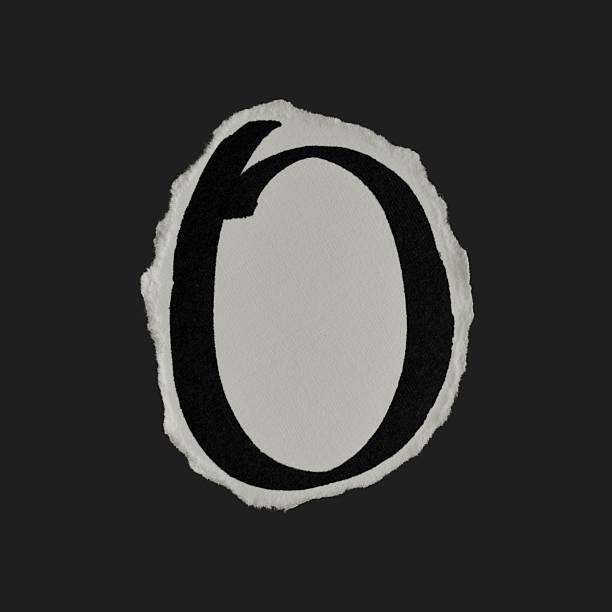 Black And White Grunge Ripped Paper Alphabet Letter O