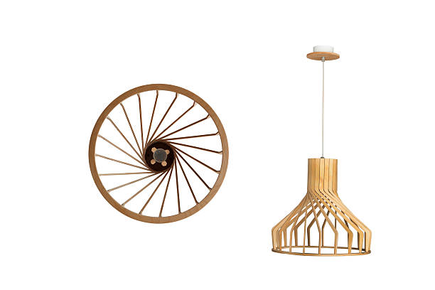 modern wooden chandelier isolate on a white background