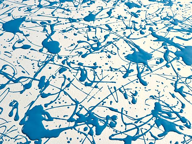 Blue abstract painting background grunge stained, canvas texture.
