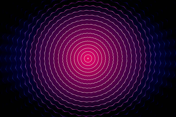 Luminous pink and purple concentric circles with wavy edges creating a hypnotic digital ripple effect on a dark background