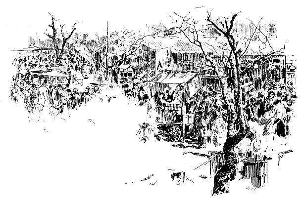 Image from 19th Century Art Illustrated Magazine: Japanese drawings by Mortimer Menpes, Street scene at Asakusa