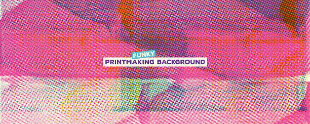 Punk pink risograph print texture background with text template. Hand drawn urban street art texture background. Halftine overlay effect. Analog linocut print. Stencil ink roller vector bg.