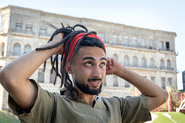 portrait of rasta man with traditional clothes
